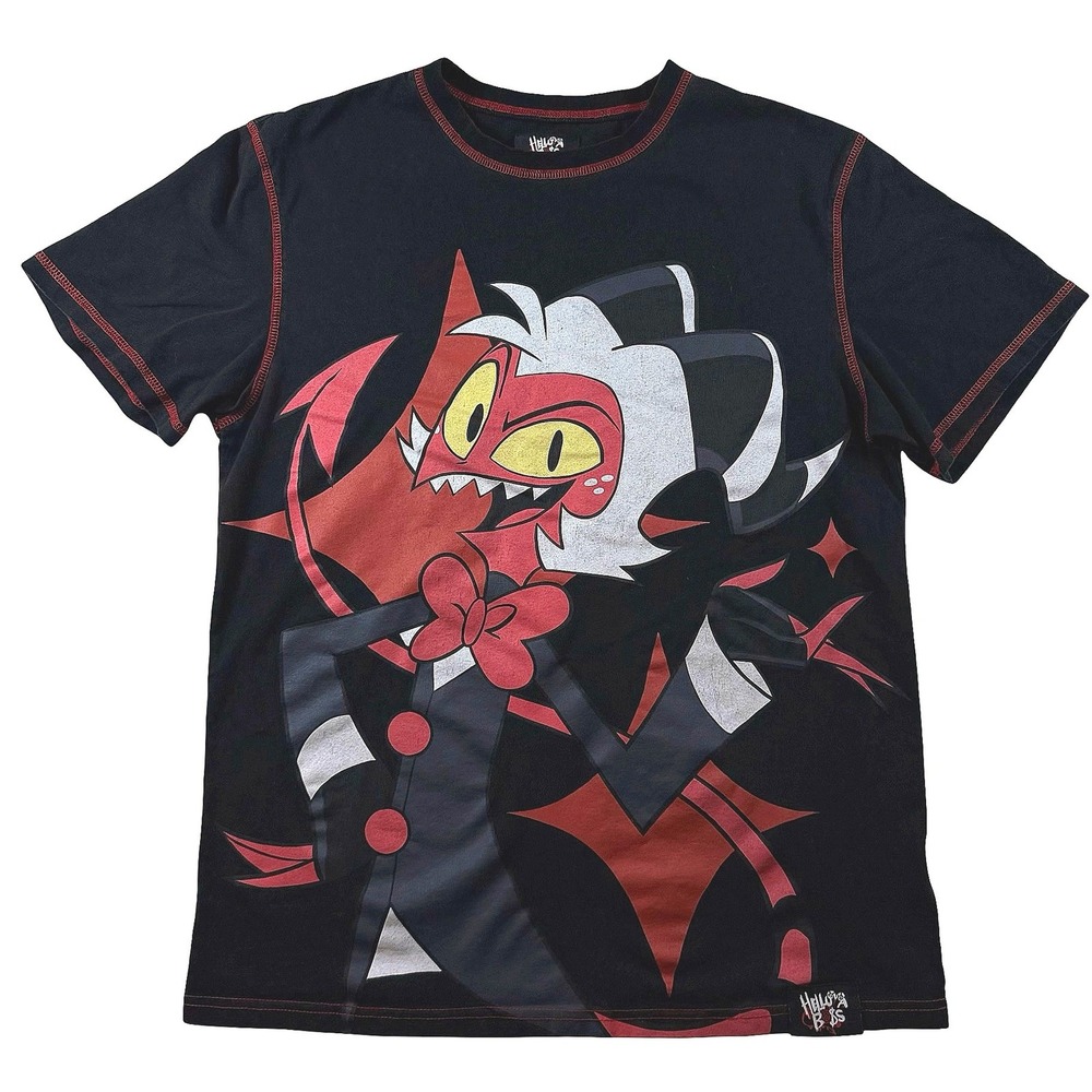 Helluva Boss‎ Moxxie Graphic T-Shirt Black Red Contrast Stitching Medium
